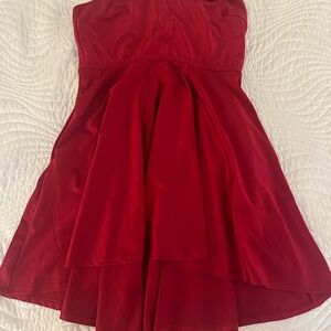 City Studio Red Strapless Pleated Cocktail Dress
